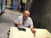 Eating fresh durian. Slightly different expression. :). 