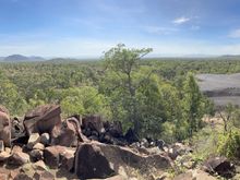 Smelter lookout view. Slag heap on right