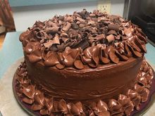 Yellow cake with chocolate frosting