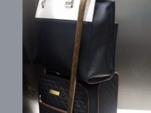 After my first fall, using Dad's well worn wooden cane. 