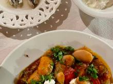Appetizers: anchovies, tzatziki, gigantes beans