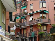 My apartment building, up towards the top of Via Roma in the old town of Monterosso. My apartment is the one just below the satellite dish.