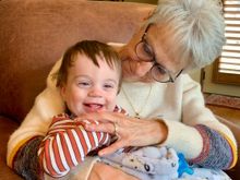 Aunt Joyce is soooo good with him.