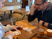 Cribbage at the brewery.