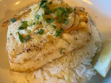 My garlic halibut dinner 