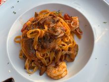 My tagliatelle with shrimp and mushrooms