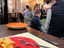 LA CATAPA, with txistorra and chips on my plate in foreground.