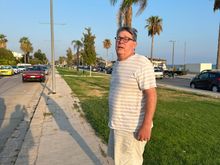 Lungomare at Marina Ragusa with unknown foreign man posing.
Ten minute drive from hotel.