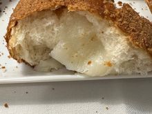 IRIS...Catanese fried BREAKFAST pastry filled with cream,  also comes with chocolate filling.....give me strength!!!!  (This morning, at our Catania hotel)