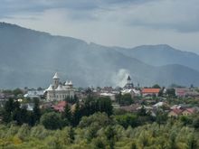 Romanian countryside on the drive to Moldovita Monastery.