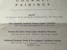 This is the menu for our Gourmet Wine Pairing