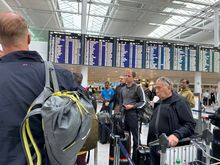 This is the line for first class check in on Lufthansa; we were not in first class but at next counter