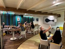 Interior dining room of LA HUERTA DO OBRAIDOIRO restaurant in Santiago de Compostela, a few steps from the Paraddor