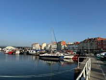 Portion of the harbor of O"Grove; many, many colorful wooden fishing boats
