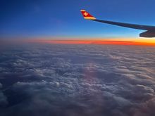 Chasing sunset on the flight home