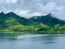 We docked in the bay between the two islands that comprise Huahine