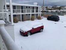 Our rental car this morning! It was kind of fun brushing it all off. Fortunately no ice - I’ve scraped ice off before and that’s not fun!