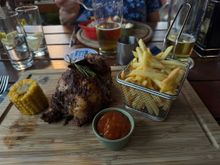 And Ed loved the roast chicken, fries and corn. 