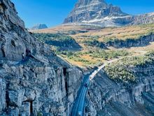 View of Going to the Sun road from the Highline Trail.