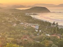 Long shot of Troncones beach.  It's not really a bay although this picture makes it look like it might be.