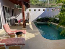 This is our own pool, which is very nice after a hot day in town.Mo