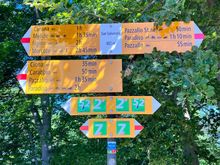 Wayfinding sign at the start of my hike. 2hr45min to Morcote Ferry