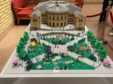 Lego model display of Norwegian Parliament