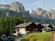 Arrived at our destination in Colfosco--our balcony view for the next week. At night, we could see Rifugio Pisciadù in the upper right, twinkling like a star at the top of the mountain.