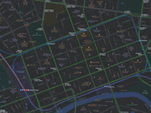 Melbourne CBD, showing tram routes