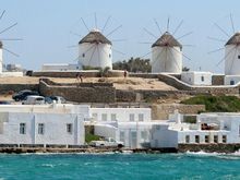 Five Wind Mills in Mykonos from the river boat ride