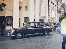 Queen Elizabeth and Philip arriving at the Lyceum Theatre for 'Hey Mr. Producer' Charity Gala, June 1998
