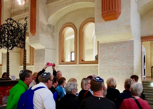 Pinkas Synagogue where the names of the 77,000+ Czech and Bohemian Jews murdered by Hitler are inscribed in the walls and two levels. 