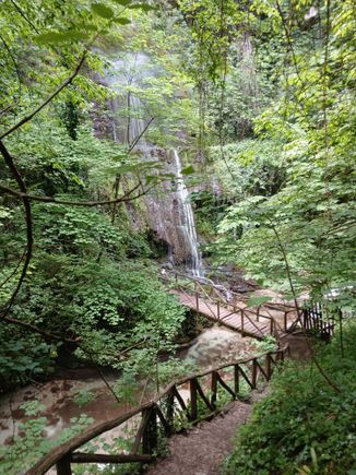 The first bridge and waterfall