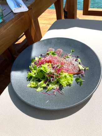 An amazing tuna tartare at Beach Club Hvar.