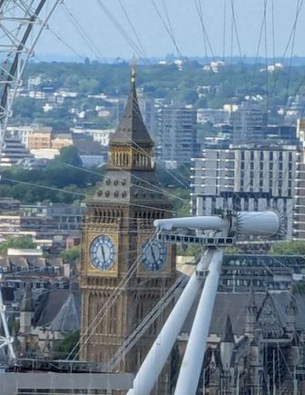 Elizabeth Tower (Big Ben) as seen through the London Eye.