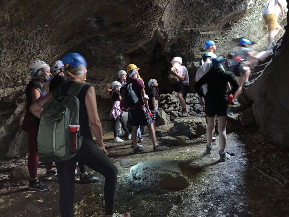 Hiking in a lava cave.  Mt. Etna