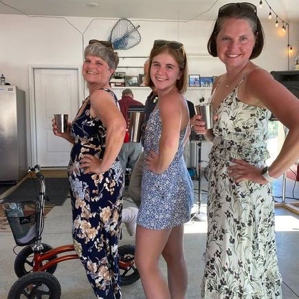 My mom, Kate, and me (in my Spanx) doing our sorority girl pose. 