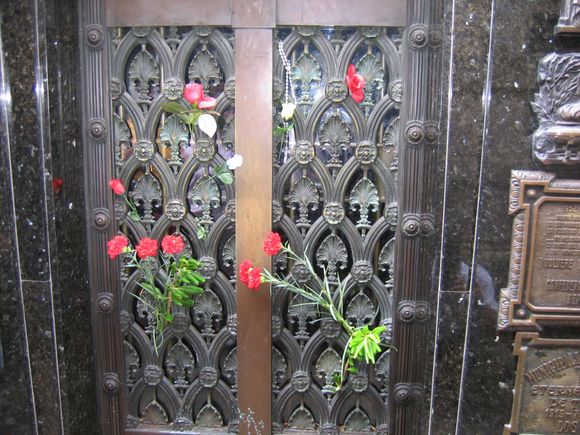 Gate at the Eva Peron Mausoleum  in Buenos Aires.

" Don't Cry for Me Argentia"