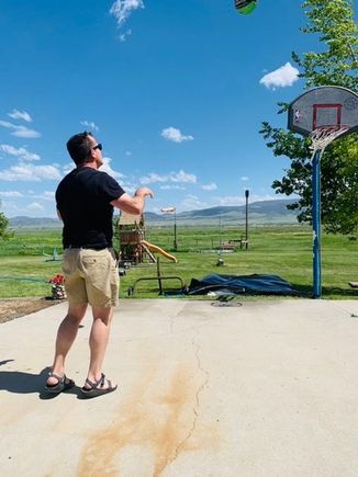 Nathan shooting some hoops. 