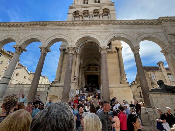 Entry to Cathedral of St. Domnius. Originally Diocetian's Mausoleum but converted to the Cathedral when the Christians took over.  Diocletian had killed Bishop Domnius, so who's laughing now...no one, they're all dead