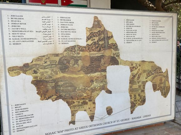 A poster showing the mosaic and what it depicts 