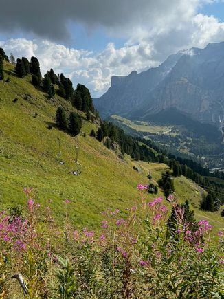 The walk from the station starts with a brief but steep downhill portion