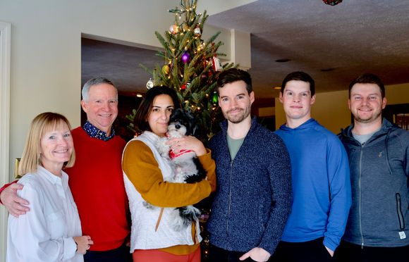 L-R: my twin’s wife, my twin, Neda and her husband Mark, Eric and Alec