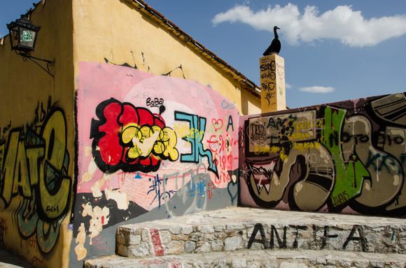 Urban Athens: note ANTIFA in bottom right.