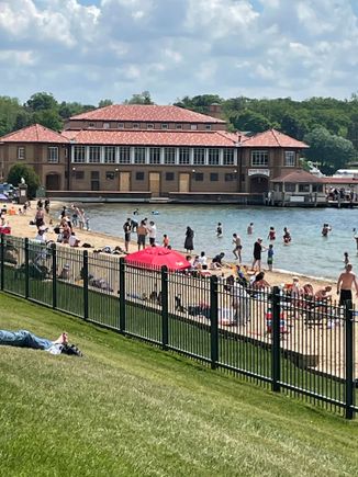 The view from our park bench in Lake Geneva today. Fun fact: My eldest son proposed to his now wife very close to this spot. 