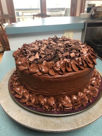 Yellow cake with chocolate frosting