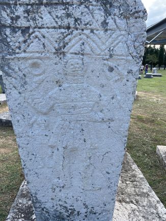 There is a person on this stone and it is seen repeated on a number of stones