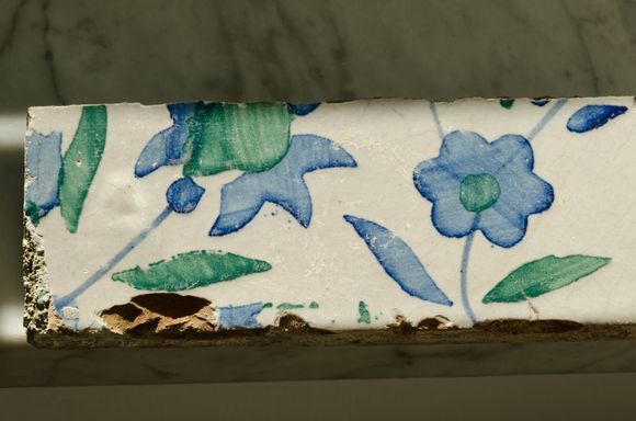 In their garden, I accessed a remote outdoors workers area that seemed to be abandoned. There, staff had amassed a pile of trash that was due to be tossed out. There were old wooden doors, busted pipes and more. I removed this hand-painted little piece from that garbage collection, to take home for our own jardin. 
*End of part one Ravello. Part two to follow.