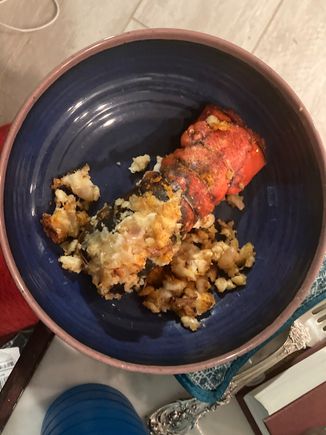 Baked Stuffed lobster tails. They worked out nicely. 