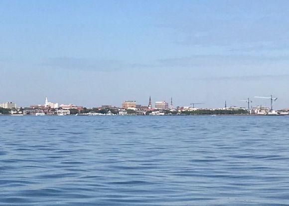 The spires of the Holy City from the harbor